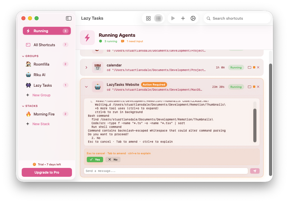 Lazy Tasks Live Tracking screenshot